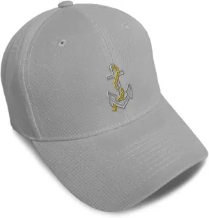 Baseball Caps for Men & Women Embroidered Nautical Anchor Outline Ladies & Men Baseball Hats Acrylic
