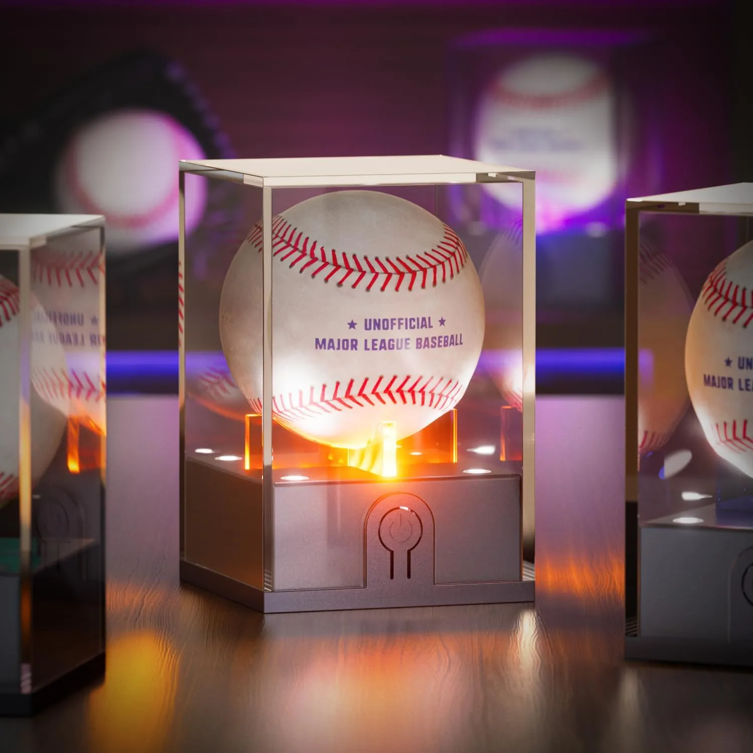 Baseball Display Case with Led Light, Acrylic Baseball Case for Display, Light up Baseball Holder Display Case, UV Protected Baseball Clear Display Case for Memorabilia Baseball Golf(2PCS)