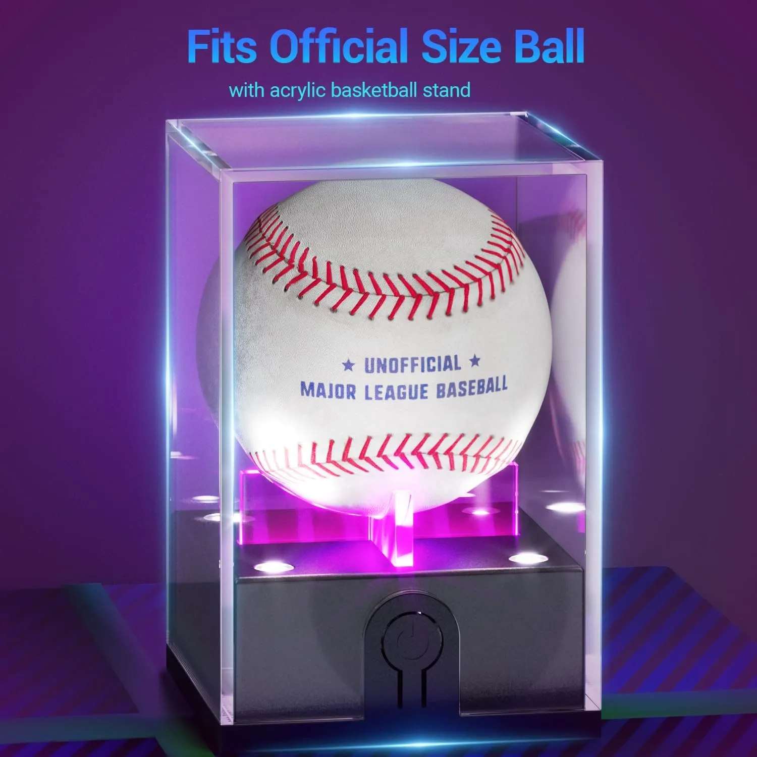 Baseball Display Case with Led Light, Acrylic Baseball Case for Display, Light up Baseball Holder Display Case, UV Protected Baseball Clear Display Case for Memorabilia Baseball Golf(2PCS)