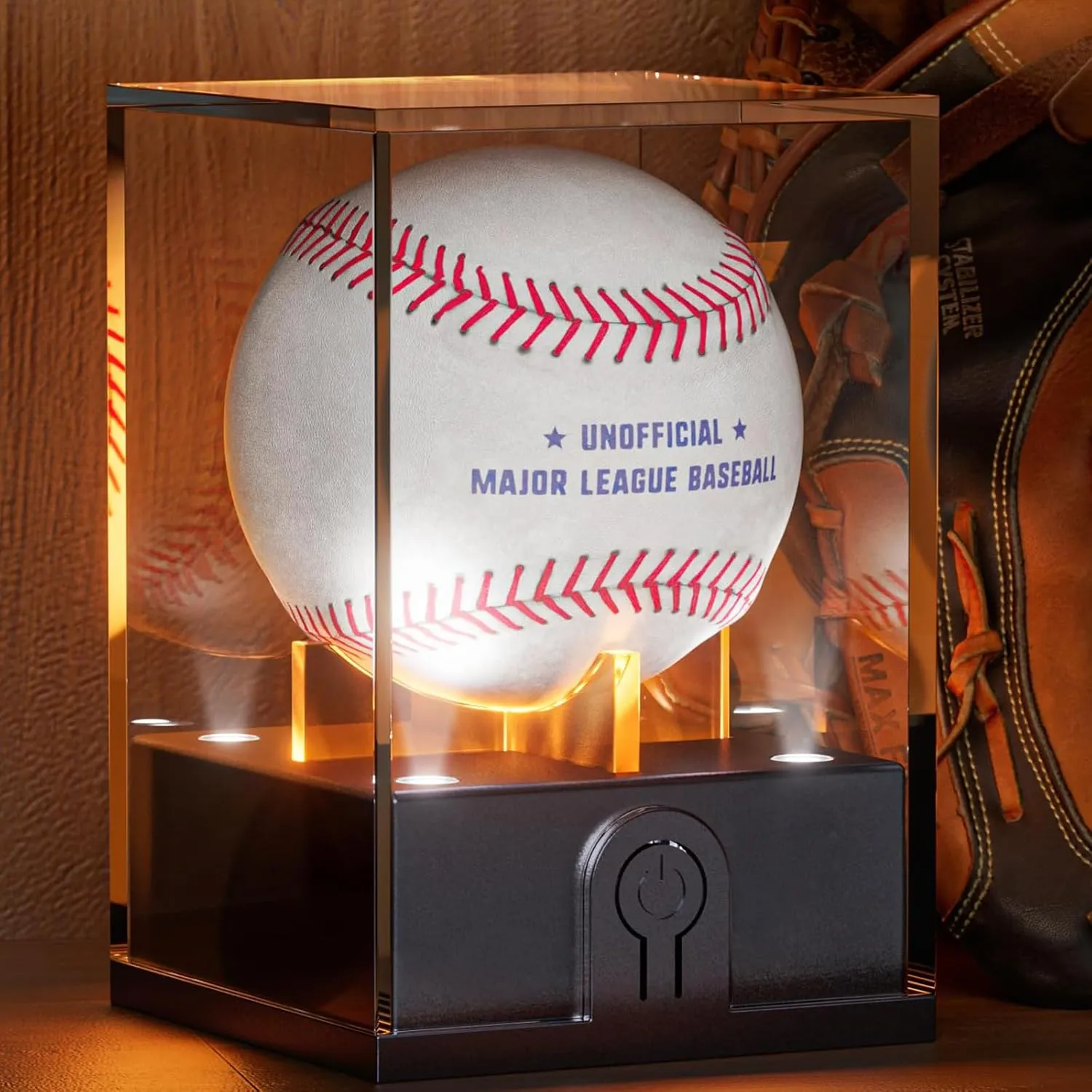 Baseball Display Case with Led Light, Acrylic Baseball Case for Display, Light up Baseball Holder Display Case, UV Protected Baseball Clear Display Case for Memorabilia Baseball Golf(2PCS)