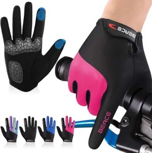 BEACE Cycling Gloves Bike Gloves Biking Gloves for Women(Colorful Night Glow) with Touch Screen-Workout Gloves Full Finger Road Gloves Mountain Bike Gloves Anti-Slip Silicone Palm