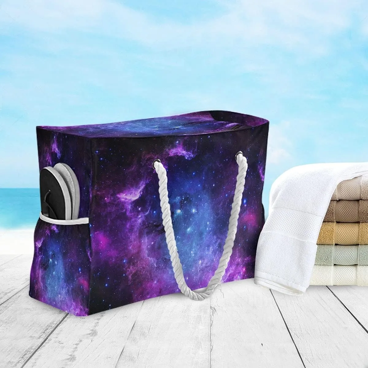 Beach Bag Large Travel Tote Bag Starfish Seashell On Beach Shoulder Bag luggage bag for Gym Travel Sport