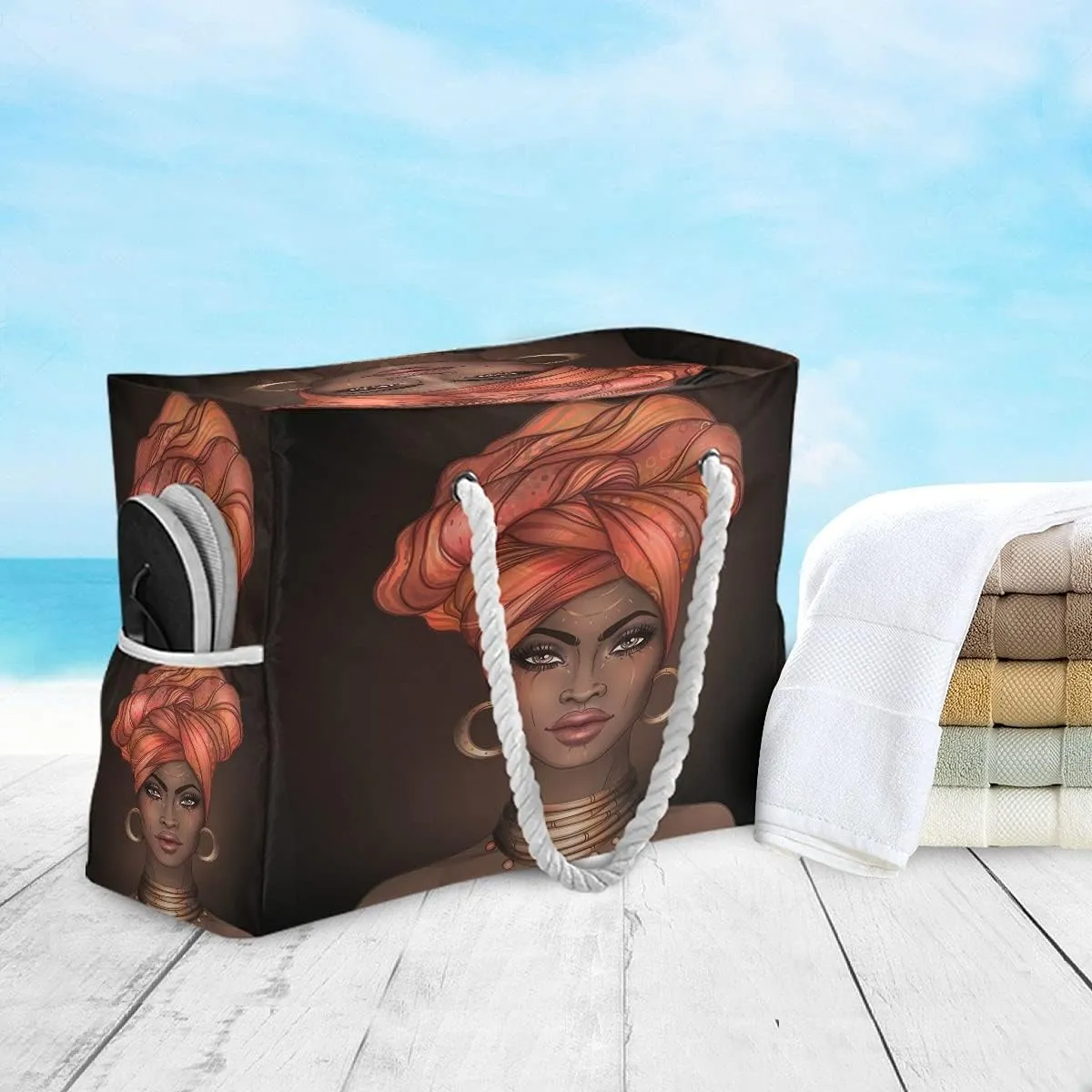 Beach Bag Large Travel Tote Bag Starfish Seashell On Beach Shoulder Bag luggage bag for Gym Travel Sport