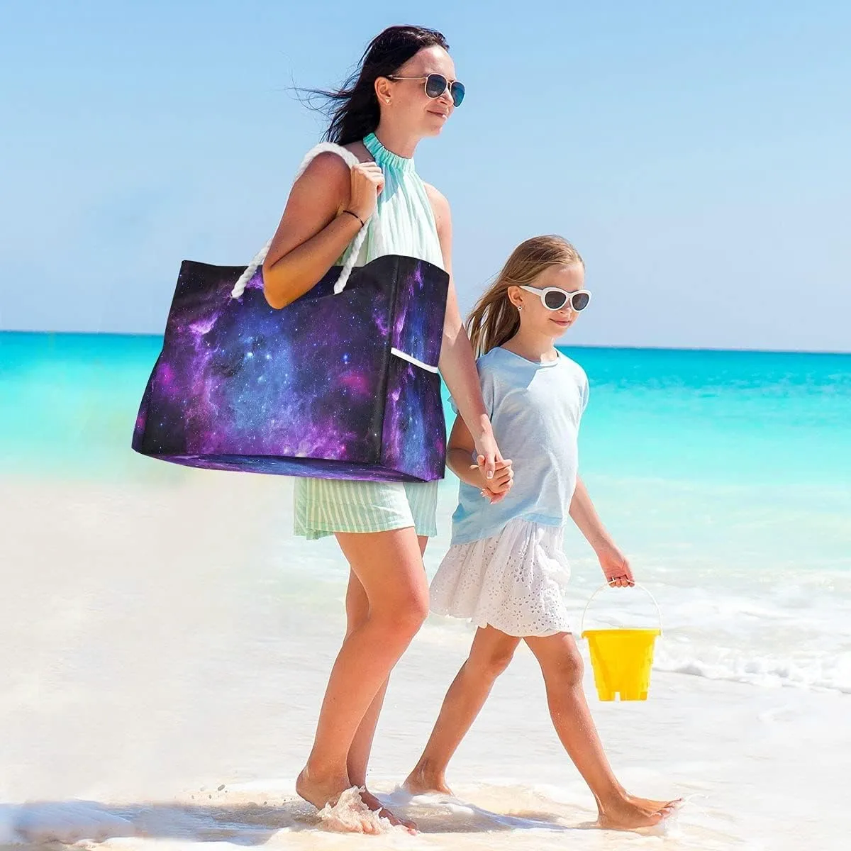 Beach Bag Large Travel Tote Bag Starfish Seashell On Beach Shoulder Bag luggage bag for Gym Travel Sport