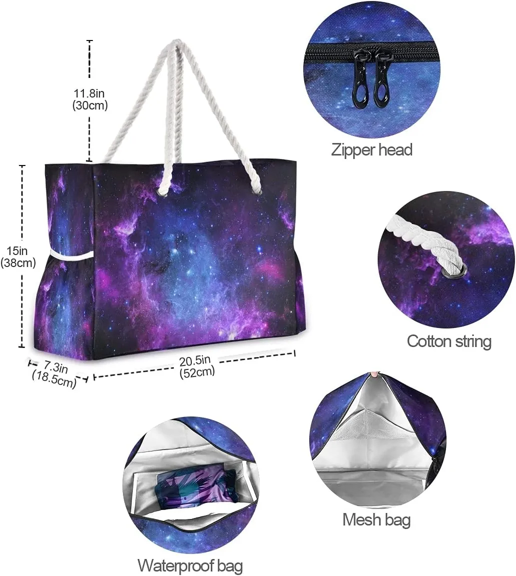 Beach Bag Large Travel Tote Bag Starfish Seashell On Beach Shoulder Bag luggage bag for Gym Travel Sport