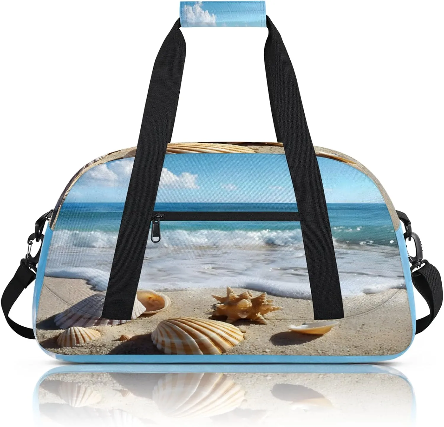 Beach Seashell Starfish Small Gym Bag 18 inch Carry On Duffel Bag for Weekender Travel Sports Workout Yoga Gymnastics Dance Ballet