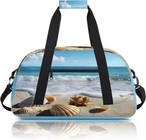 Beach Seashell Starfish Small Gym Bag 18 inch Carry On Duffel Bag for Weekender Travel Sports Workout Yoga Gymnastics Dance Ballet
