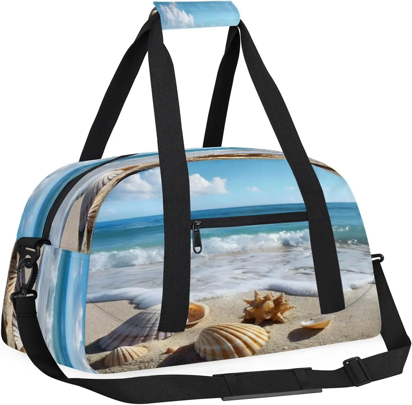 Beach Seashell Starfish Small Gym Bag 18 inch Carry On Duffel Bag for Weekender Travel Sports Workout Yoga Gymnastics Dance Ballet