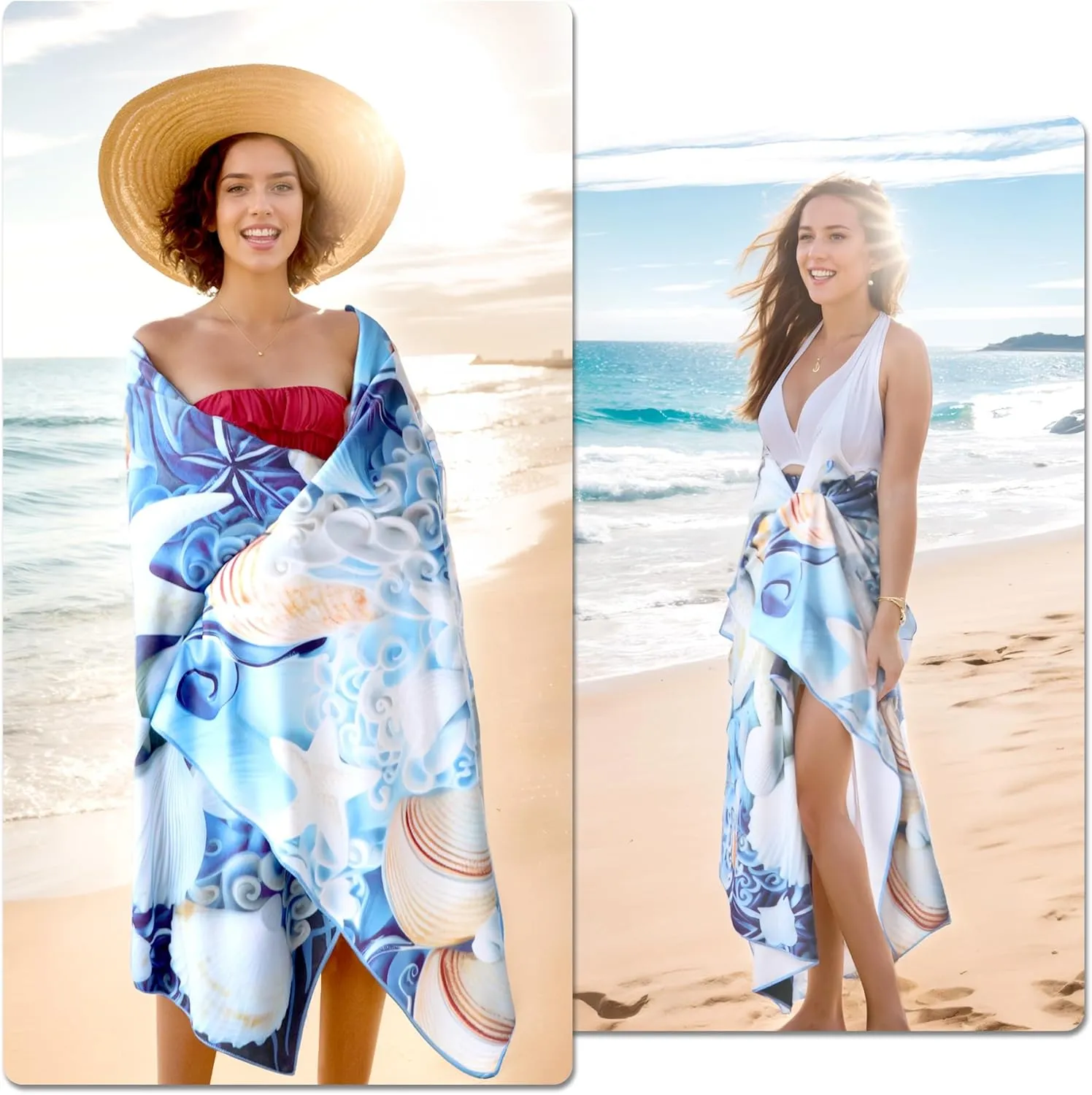 Beach Towel Oversized, Microfiber Beach Towels 71"x35" Extra Large Beach Towel Microfiber Pool Towels for Beach Essentials, Camping Essentials, Cruise Ship Essentials (Starfish)