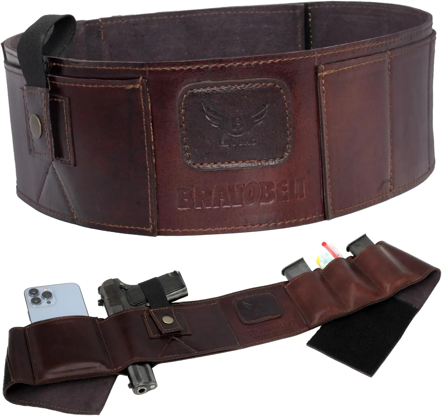 Belly Band Holster - Guardian Belt Holster - Cowhide Leather Concealed Carry, Athletic Design, Ambidextrous, Water-Resistant, Compatible with Glock, Smith & Wesson - Unisex