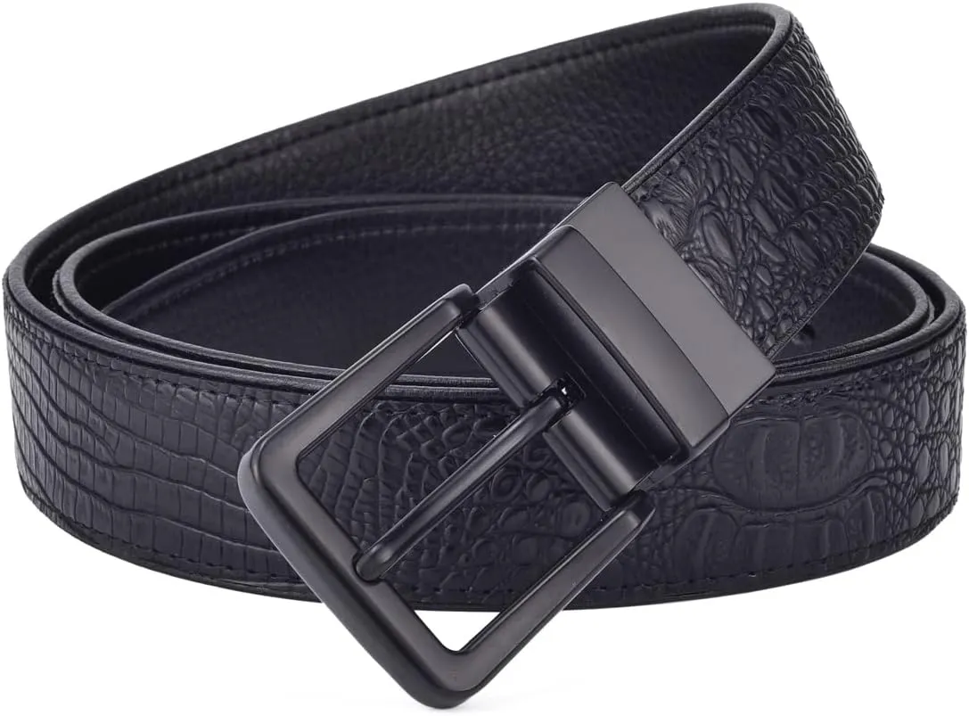 Beltox Men’s Belts Reversible Leather 1.25” Wide 1 for 2 Rotate Buckle Gift Box