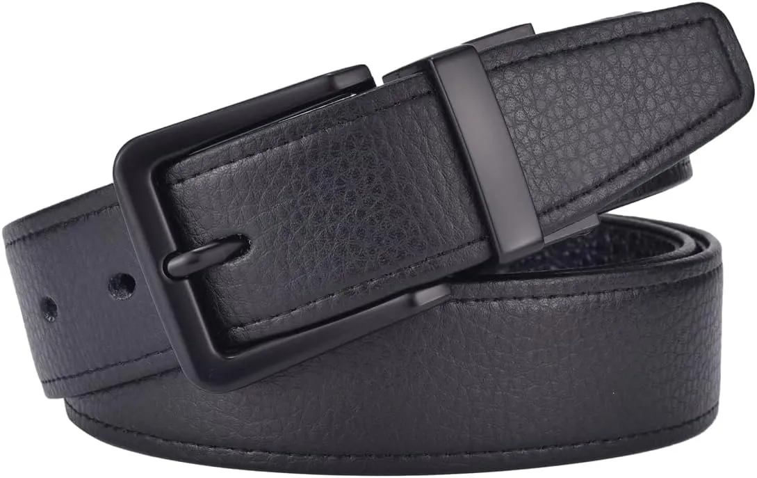 Beltox Men’s Belts Reversible Leather 1.25” Wide 1 for 2 Rotate Buckle Gift Box