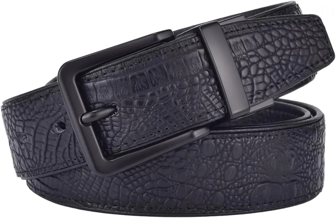 Beltox Men’s Belts Reversible Leather 1.25” Wide 1 for 2 Rotate Buckle Gift Box