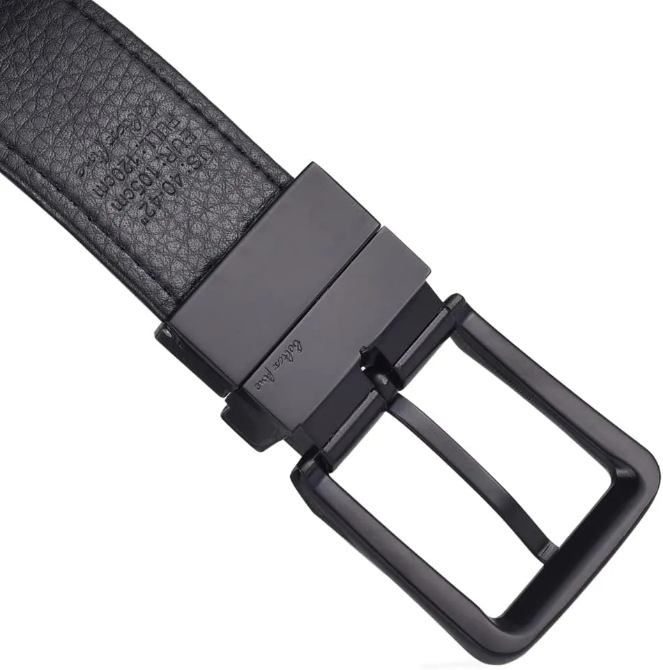 Beltox Men’s Belts Reversible Leather 1.25” Wide 1 for 2 Rotate Buckle Gift Box