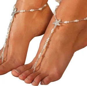Bermuda Beach wedding barefoot sandals, Bridal foot jewelry, Starfish barefoot sandles, Beach shoes, Footless sandals, Bridesmaid gift