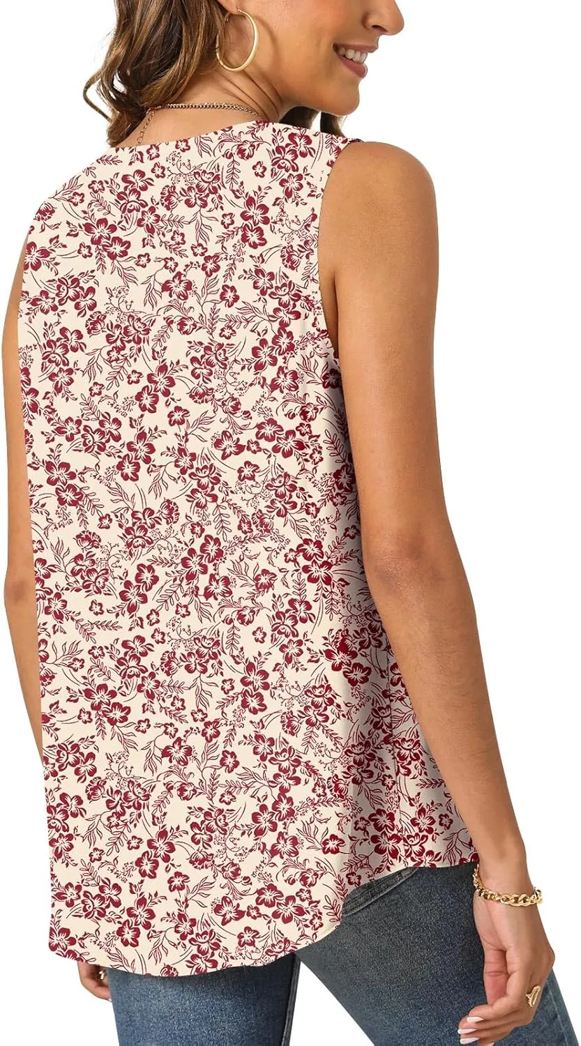 Bestbee Women's 2025 Summer Tank Tops Dressy Casual Sleeveless Chiffon Blouses V Neck Tunics Cute Business Work Shirts
