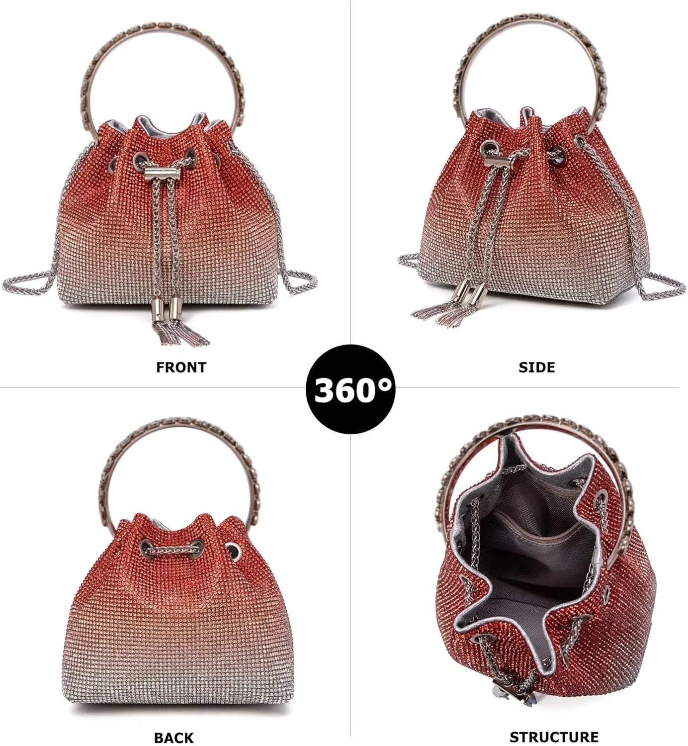 Bling Crystal Rhinestone Purse for Women Sparkly Clutch Handbag Crossbody Bag for Evening Wedding Party Prom