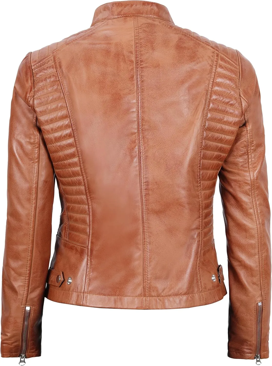 Blingsoul Real Leather Jacket Women - Cafe Racer Style Womens Leather Jackets