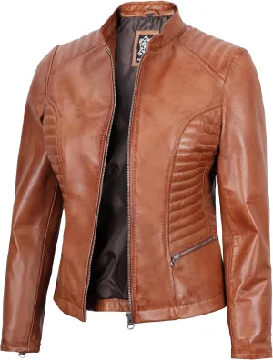 Blingsoul Real Leather Jacket Women - Cafe Racer Style Womens Leather Jackets