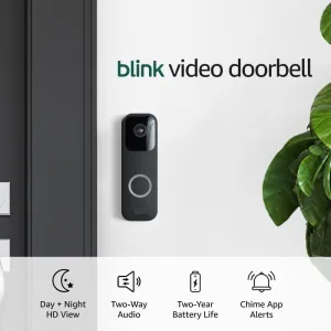 Blink Video Doorbell   Sync Module 2 (newest model) — Two-way audio, HD video, two-year battery life, motion detection, chime app alerts, Works with Alexa (Black)