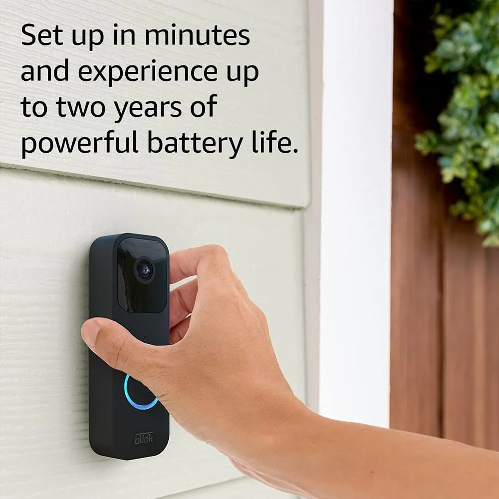 Blink Video Doorbell   Sync Module 2 — Two-way audio, HD video, two-year battery life, motion detection, chime app alerts, Works with Alexa (Black)
