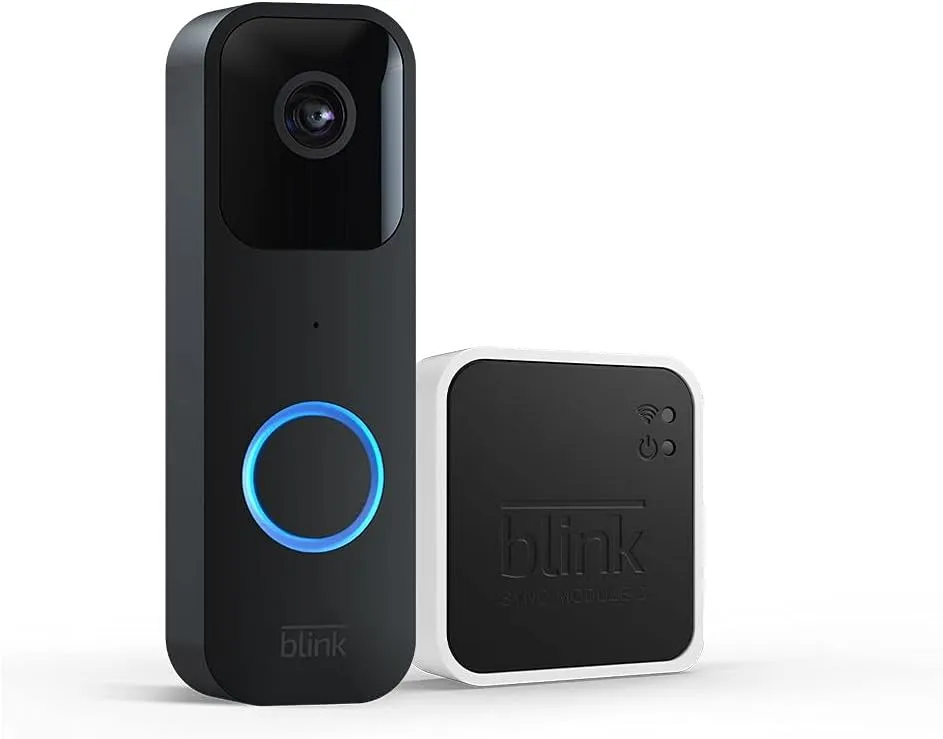 Blink Video Doorbell   Sync Module 2 — Two-way audio, HD video, two-year battery life, motion detection, chime app alerts, Works with Alexa (Black)