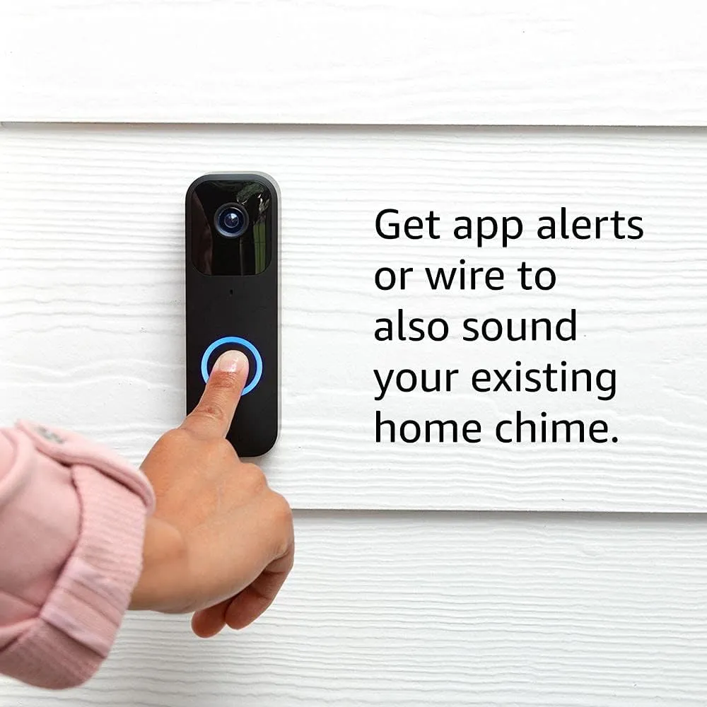 Blink Video Doorbell   Sync Module 2 — Two-way audio, HD video, two-year battery life, motion detection, chime app alerts, Works with Alexa (Black)