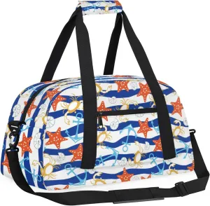Blue Ocean Beach Seashell Starfish 18 inch Small Gym Bag for Women and Men, Lightweight Carry On Weekender Bag Mini Duffel Bag for Travel Sports Workout