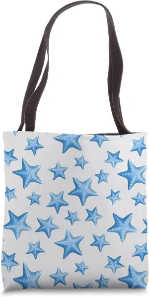 Blue Starfish Summer Beach Nautical Coastal Tote Bag