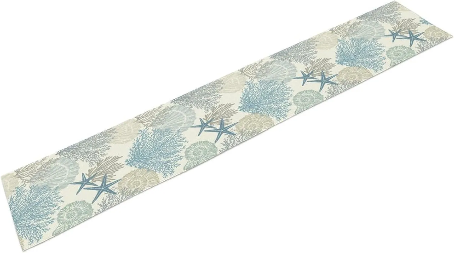 Blue Teal Coral Table Runners, Summer Beach Starfish Coastal Coffee Table Runners for Wedding Party Banquet Dining Holiday 13x60in