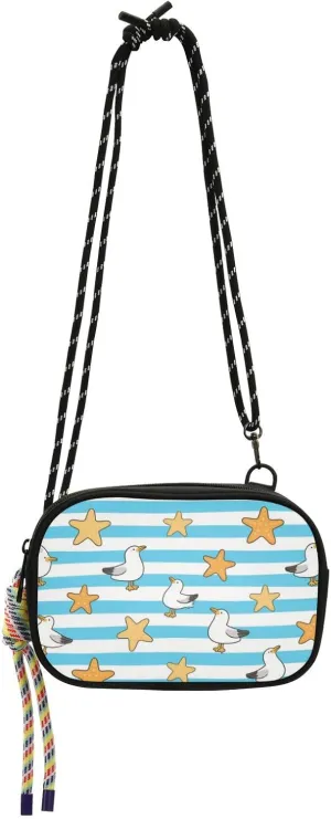 Blue White Striped Starfish Seagull Cross Body Bag for Womens Beauty with Adjustable Strap Women's Shoulder Handbags Date
