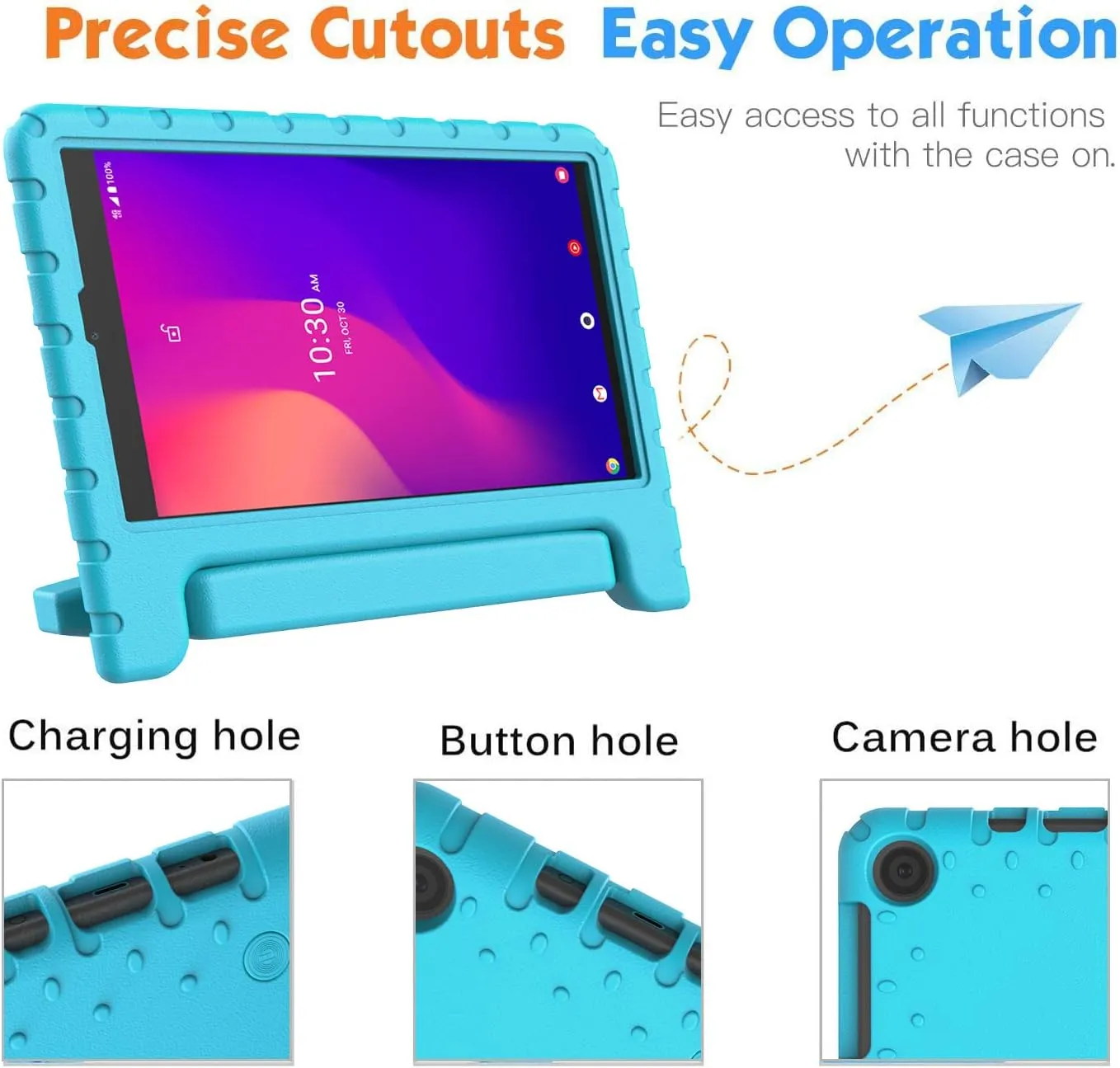 BMOUO Kids Case for Alcatel Joy Tab 2 8.0 inch 2020 (Model:9032Z), Shockproof Convertible Handle Stand Kids Case for Metroby t-Mobile Alcatel Joy Tab 2 Tablet-Turquoise