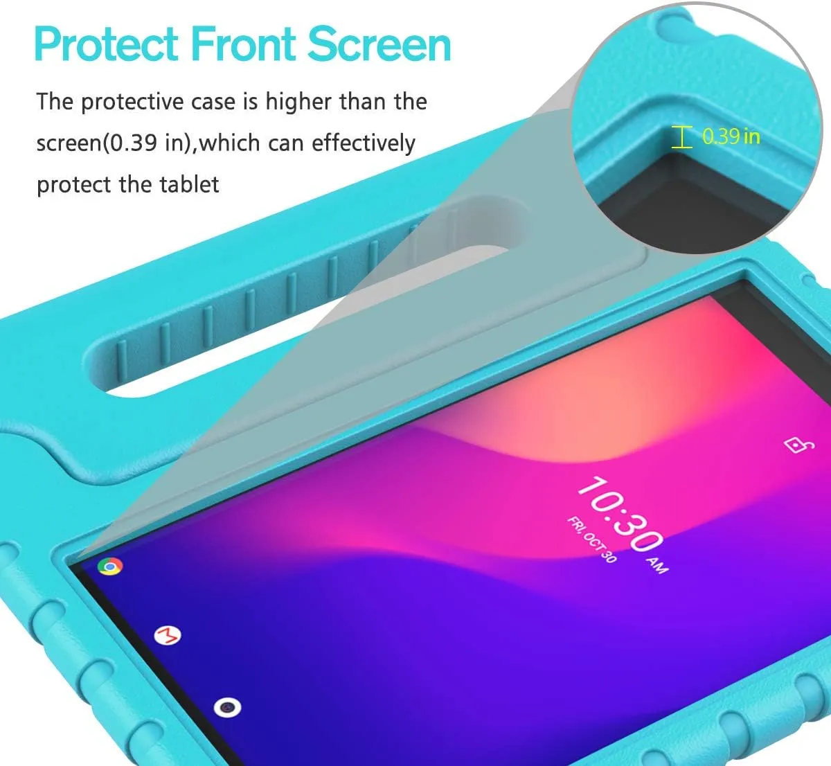 BMOUO Kids Case for Alcatel Joy Tab 2 8.0 inch 2020 (Model:9032Z), Shockproof Convertible Handle Stand Kids Case for Metroby t-Mobile Alcatel Joy Tab 2 Tablet-Turquoise