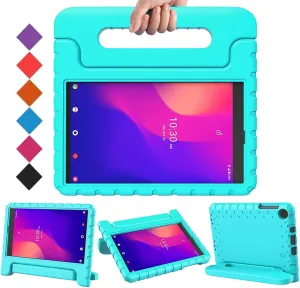 BMOUO Kids Case for Alcatel Joy Tab 2 8.0 inch 2020 (Model:9032Z), Shockproof Convertible Handle Stand Kids Case for Metroby t-Mobile Alcatel Joy Tab 2 Tablet-Turquoise