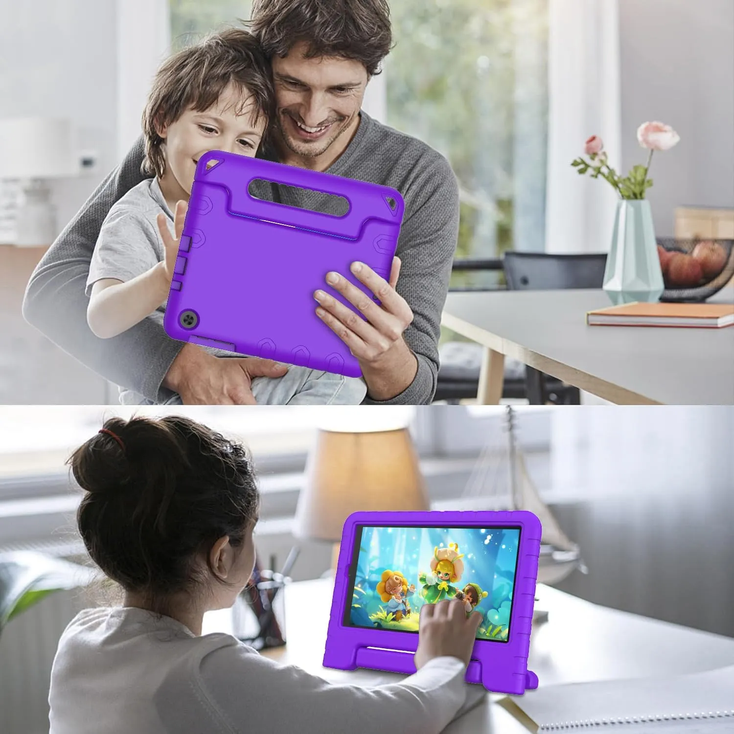 BMOUO Kids Case for Alcatel Joy Tab 2 8.0 Inch 2020, Shockproof Friendly Convertible Handle Stand for Metroby T-Mobile Tablet Model: 9032Z - Purple