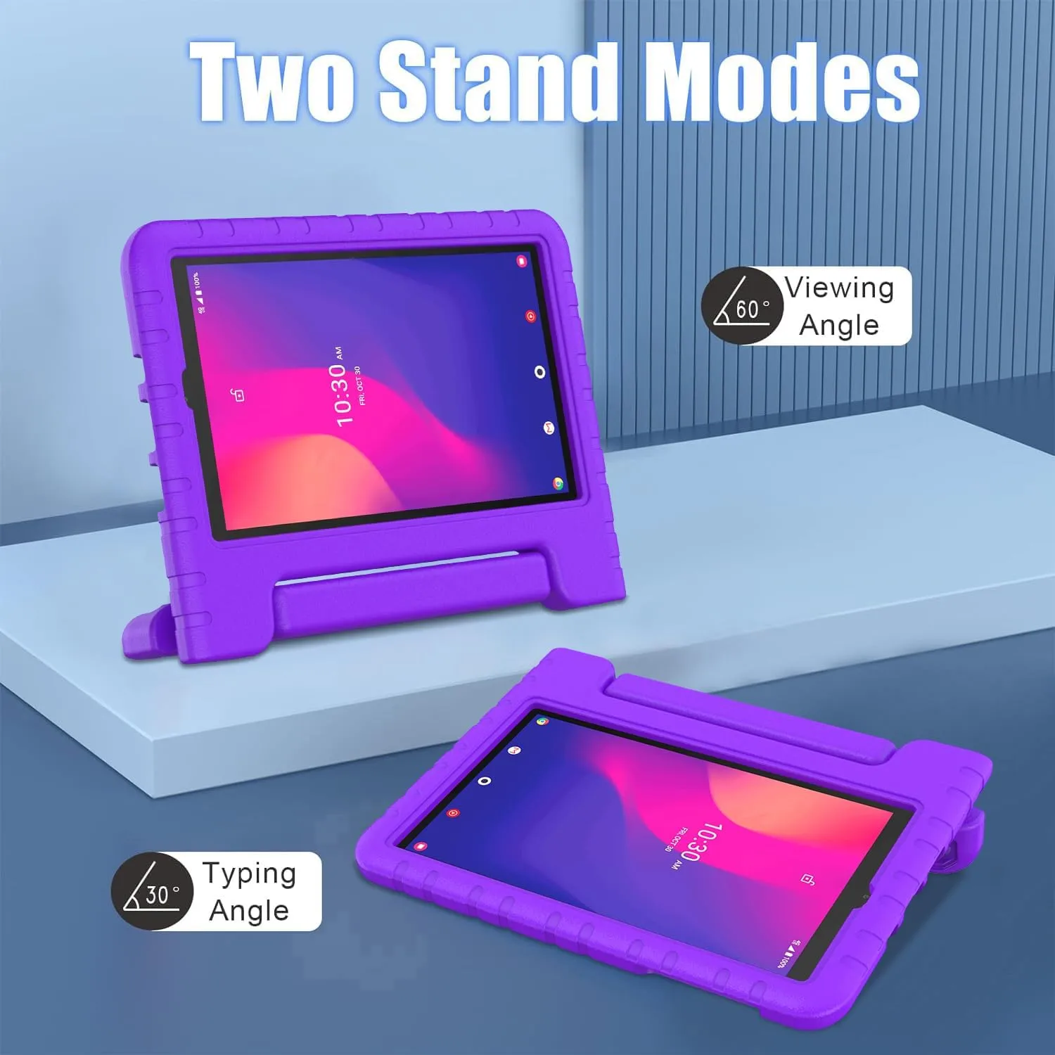 BMOUO Kids Case for Alcatel Joy Tab 2 8.0 Inch 2020, Shockproof Friendly Convertible Handle Stand for Metroby T-Mobile Tablet Model: 9032Z - Purple