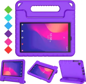 BMOUO Kids Case for Alcatel Joy Tab 2 8.0 Inch 2020, Shockproof Friendly Convertible Handle Stand for Metroby T-Mobile Tablet Model: 9032Z - Purple