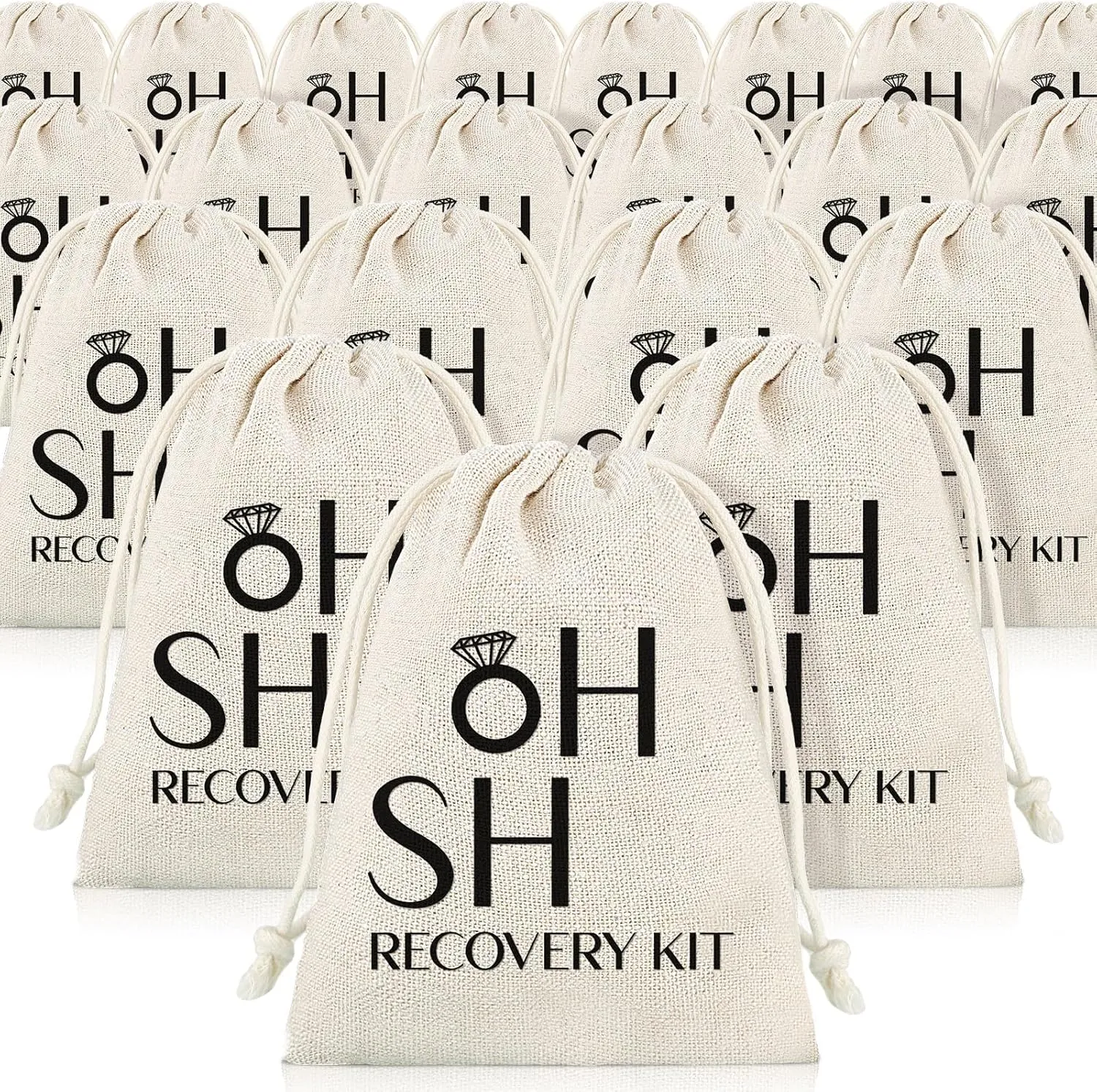 Boao 20 Pack Hangover Bag Gift Bags Bachelor Party Decorations Bachelorette Bridal Shower Pouches with Drawstring Wedding Supplies for Bachelorette Party(White,Ring)