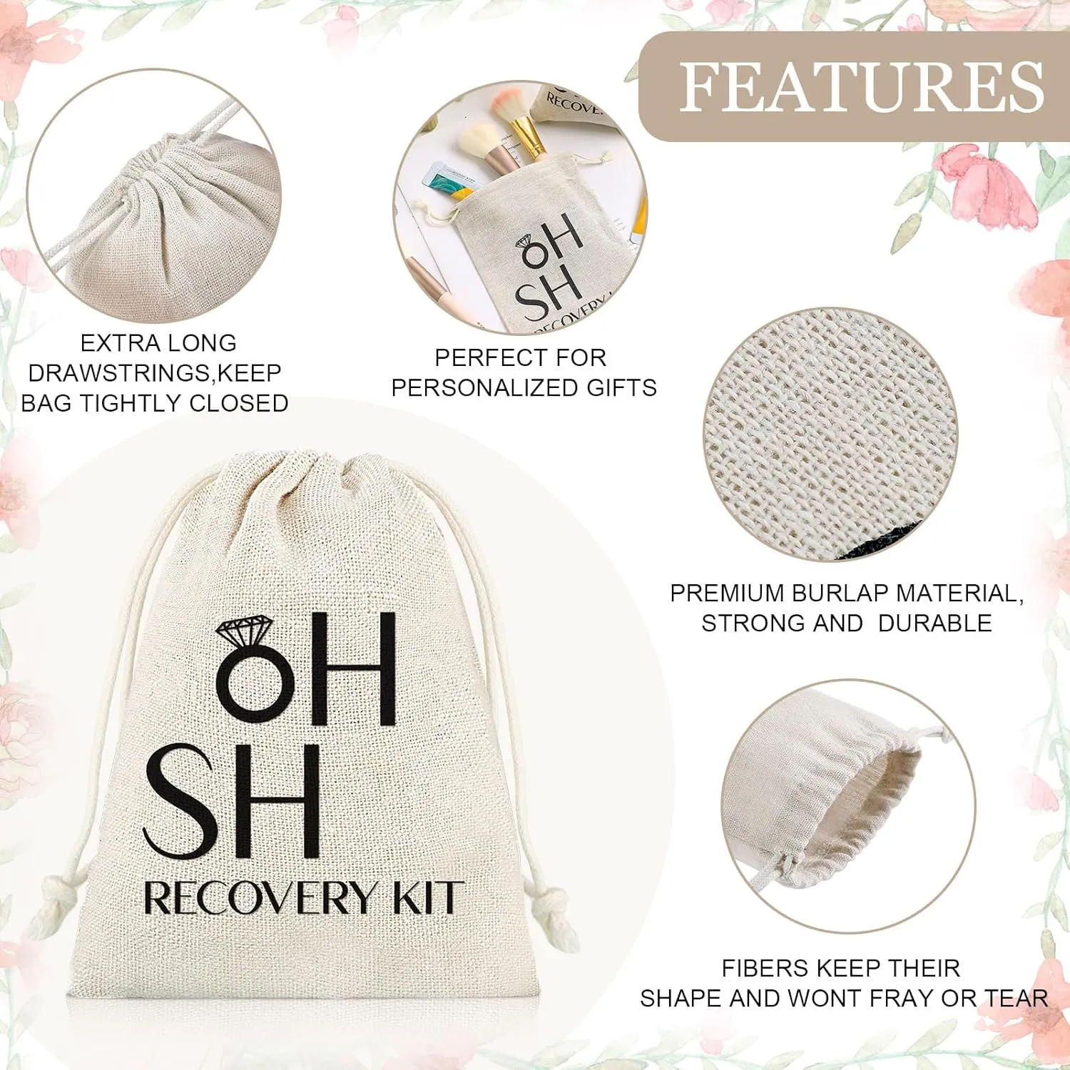 Boao 20 Pack Hangover Bag Gift Bags Bachelor Party Decorations Bachelorette Bridal Shower Pouches with Drawstring Wedding Supplies for Bachelorette Party(White,Ring)