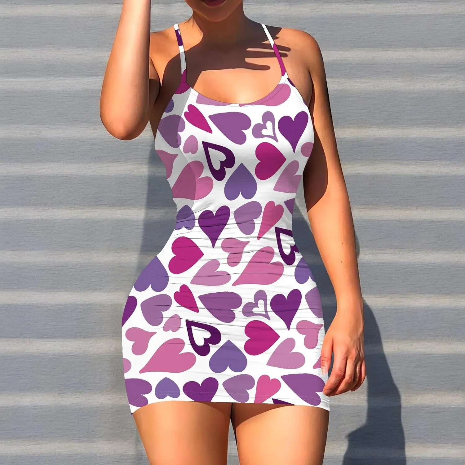 Bodycon Dresses for Women Summer Sundress Sleeveless Sexy Backless Spaghetti Strap A-Line Mini Beach Vacation Dress