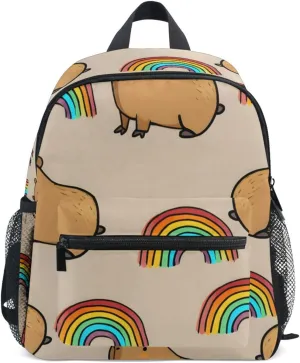 Bolaz Upgraded Backpack for School Teenagers Girls Boys-Capybara Rainbow Pattern,Travel Bag with Chest Buckle and Whistle