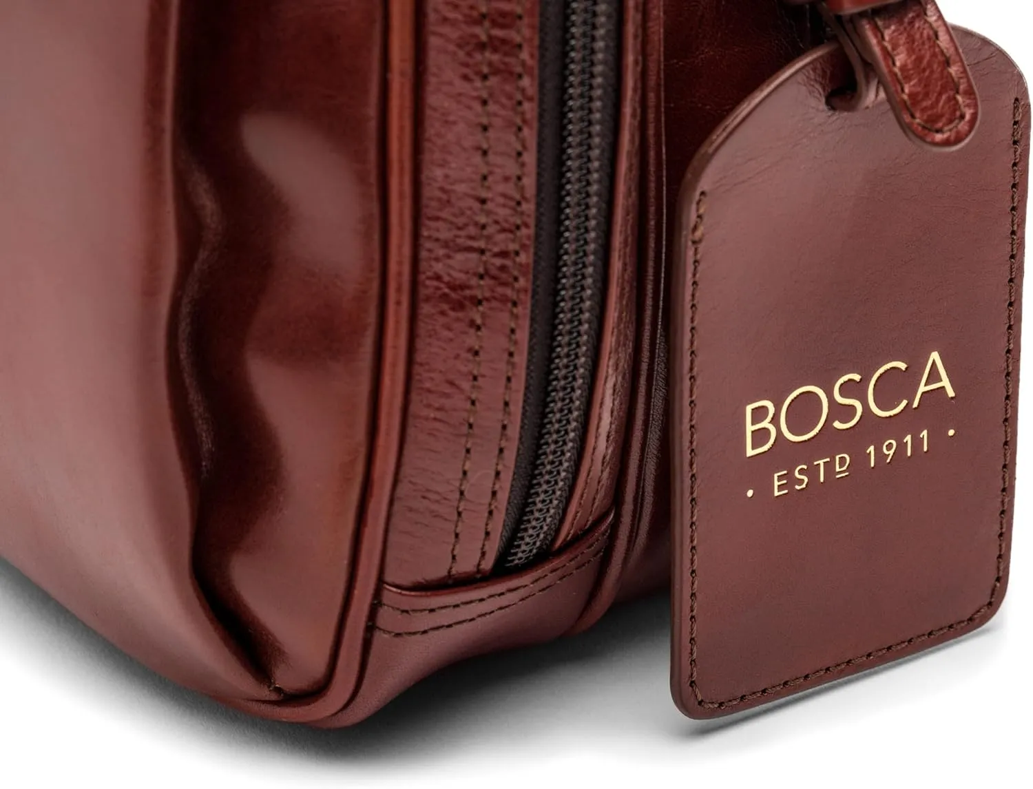 Bosca Old Leather Messenger Bag, Vintage Style Laptop Briefcase for Men, Multiple Pockets, Ideal for Office & Travel