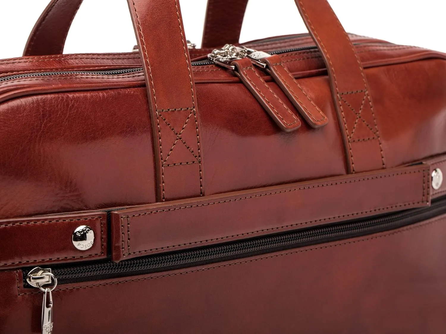 Bosca Old Leather Messenger Bag, Vintage Style Laptop Briefcase for Men, Multiple Pockets, Ideal for Office & Travel