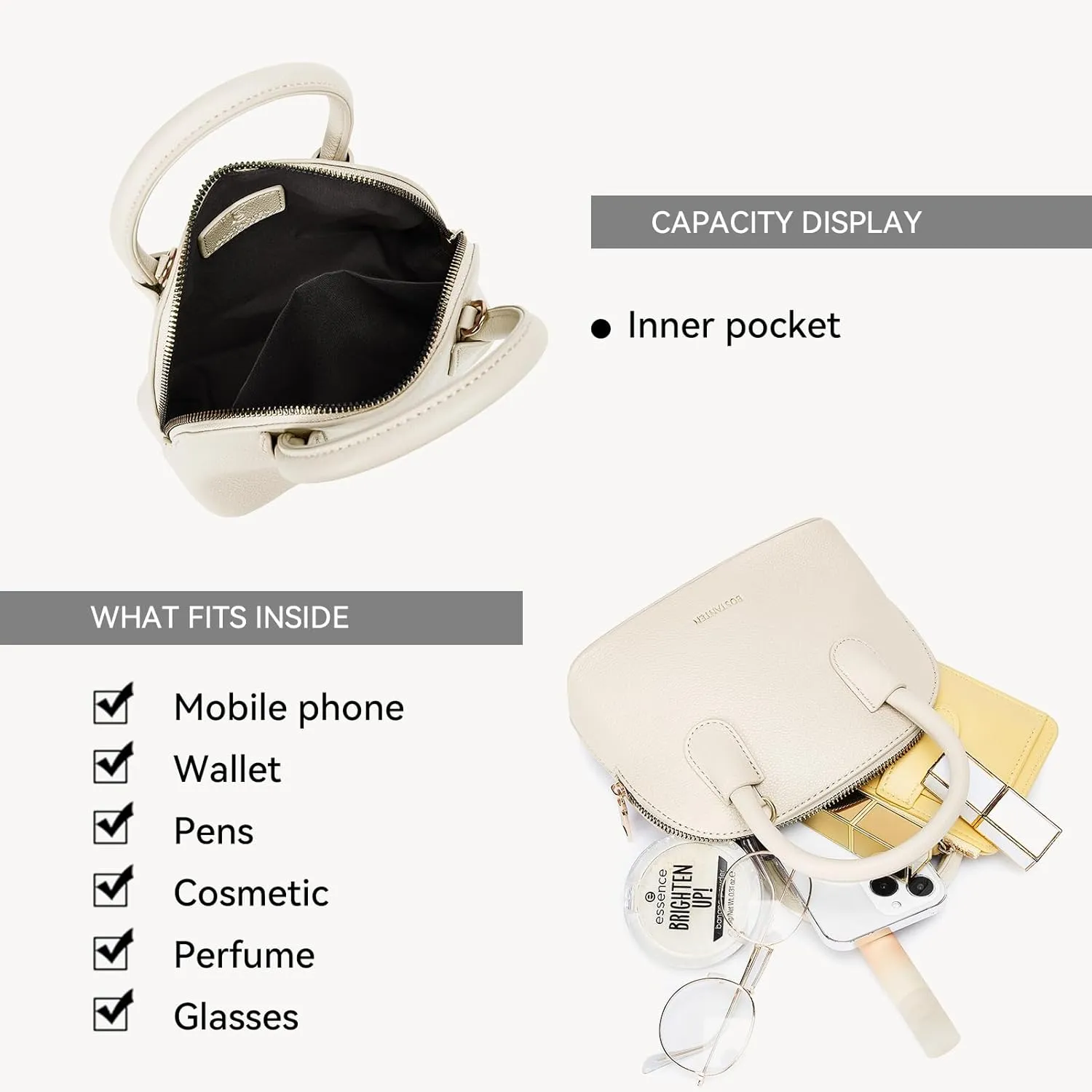 BOSTANTEN Small Crossbody Bag Mini Purses for Women Trendy Cute Vegan Leather Satchel Handbag with Detachable Shoulder Strap