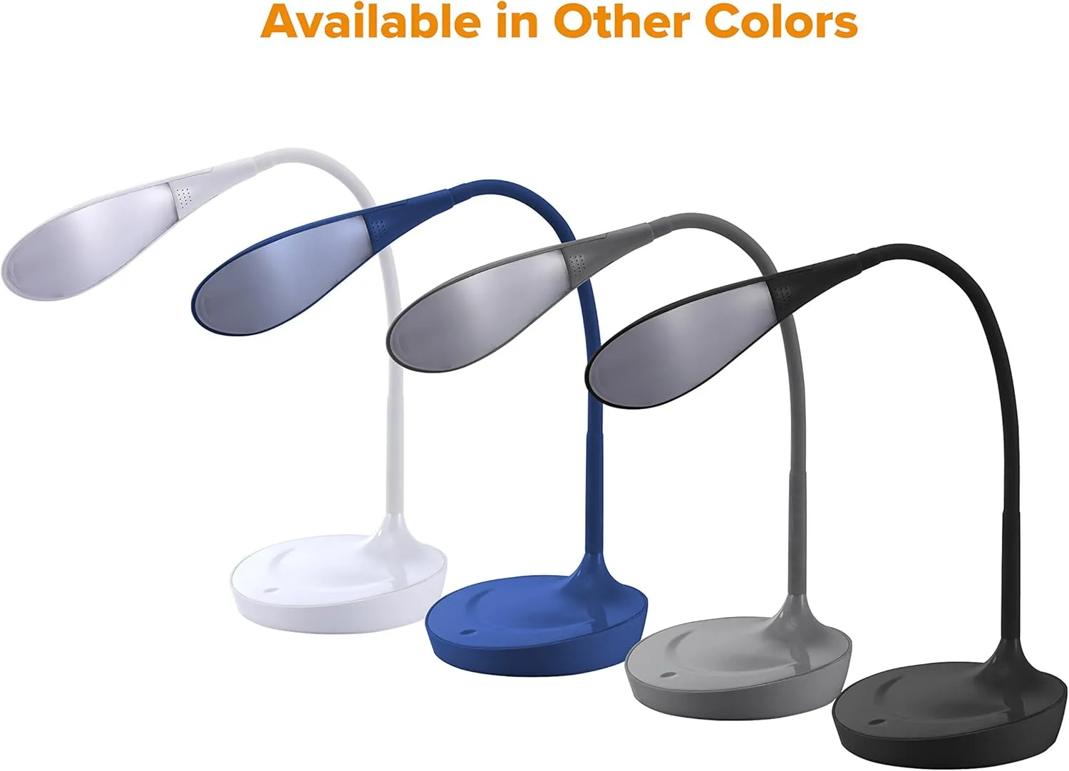 Bostitch Office KT-VLED1502-WHITE Gooseneck LED Desk Lamp with USB Charging Port, Dimmable, White