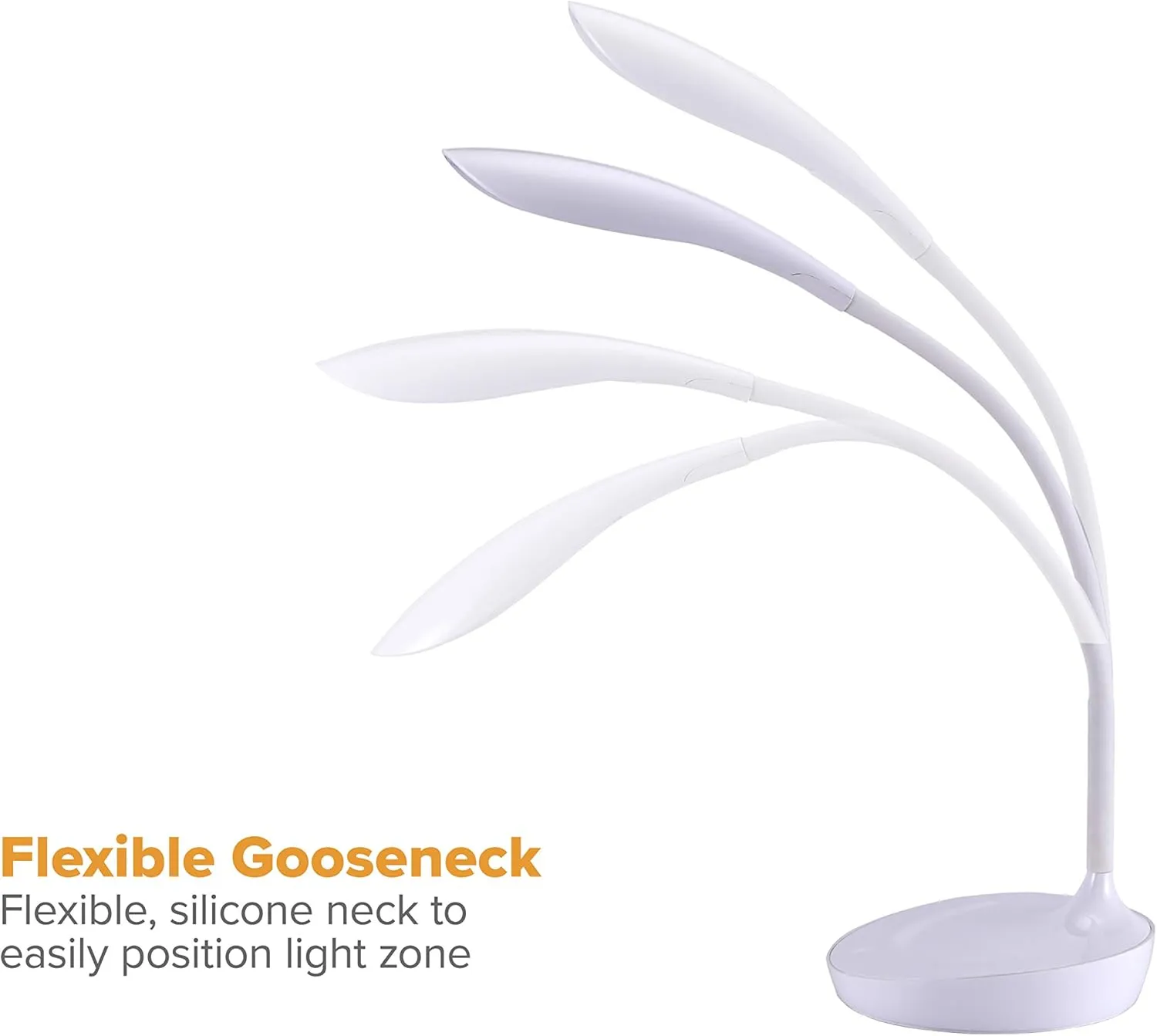 Bostitch Office KT-VLED1502-WHITE Gooseneck LED Desk Lamp with USB Charging Port, Dimmable, White
