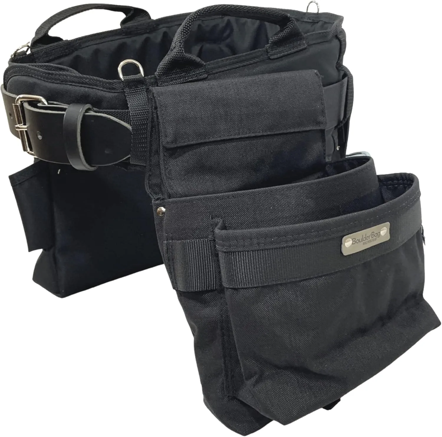BOULDER BAG Professional Pro Framer MAX Combo with Comfort Back Support Tool Belt, Leather Belt Buckle, Heavy Duty, Black (Medium 28-32 Inches), Made in USA