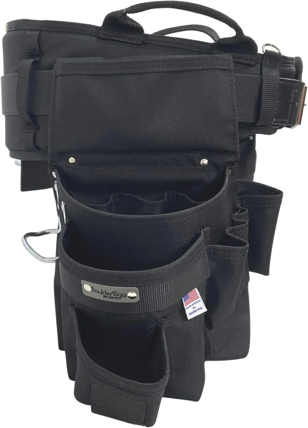 BOULDER BAG Professional Pro Framer MAX Combo with Comfort Back Support Tool Belt, Leather Belt Buckle, Heavy Duty, Black (Medium 28-32 Inches), Made in USA