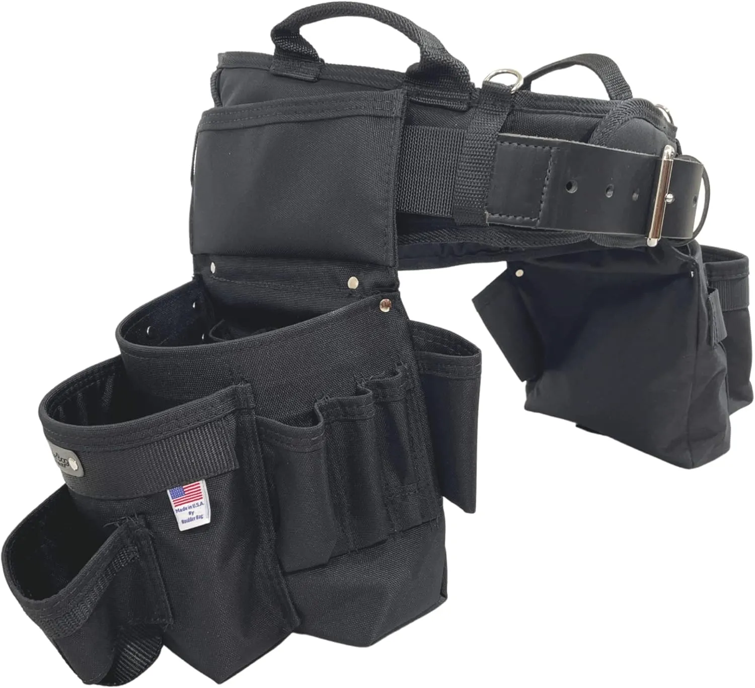 BOULDER BAG Professional Pro Framer MAX Combo with Comfort Back Support Tool Belt, Leather Belt Buckle, Heavy Duty, Black (Medium 28-32 Inches), Made in USA