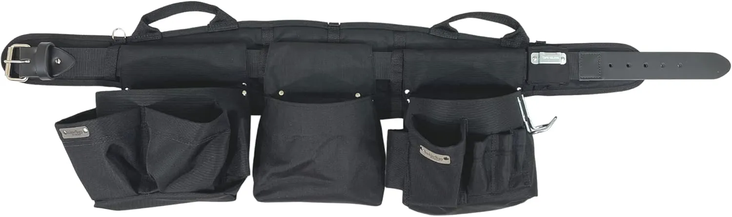BOULDER BAG Ultimate Carpenter MAX Triple Combo with Comfort Back Support Tool Belt, Leather Belt Buckle, Heavy Duty Tool Bag, Black (3X-Large 49-56 Inches) | Made in USA